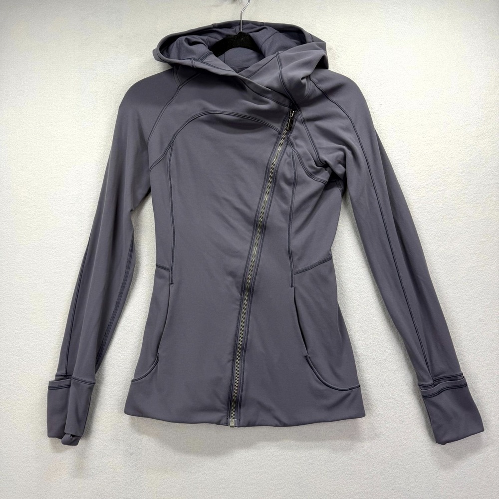 Lululemon Every Journey Hoodie Womens 4 Charcoal Asymmetrical Zip-Up Jacket